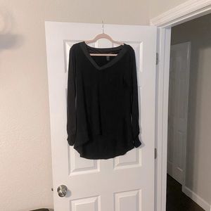 Black top satin trim on neckline